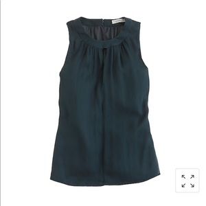 J Crew Teal Silk Keyhole Top